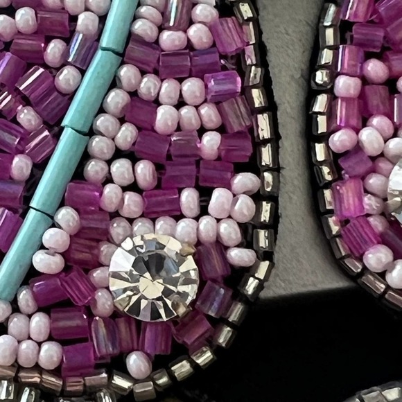 Cocktail Pink Purple White Seed Bead Felt Back Earrings by Treasure Jewels‎ NEW - Picture 9 of 12